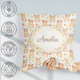 Custom Name Watercolor Hamster Fruit Snack Seamless Pattern Idea Square Filled Cushion Throw Pillow Sofa Bed Home Decor Zip Washable UK Made