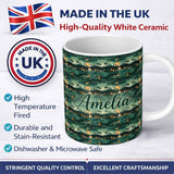 Personalized Custom Name Scenic Landscape City Night Seamless Pattern Name Cute Unique Gift 11oz Ceramic Coffee Tea Mug White Large Handle