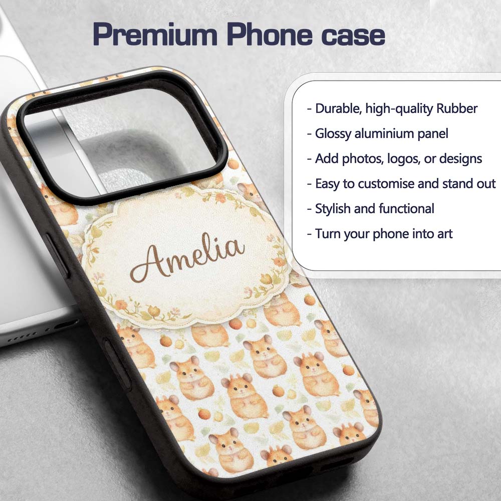 Watercolor Hamster Fruit Snack Seamless Pattern Custom Name Protective Phone Case Mobile Cover Durable Everyday Smartphone Shock Resistant