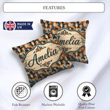 Custom Name Art Deco Fashion Couple Seamless Pattern Name Cute Square Filled Cushion Throw Pillow Sofa Bed Home Decor Zip Washable UK Made