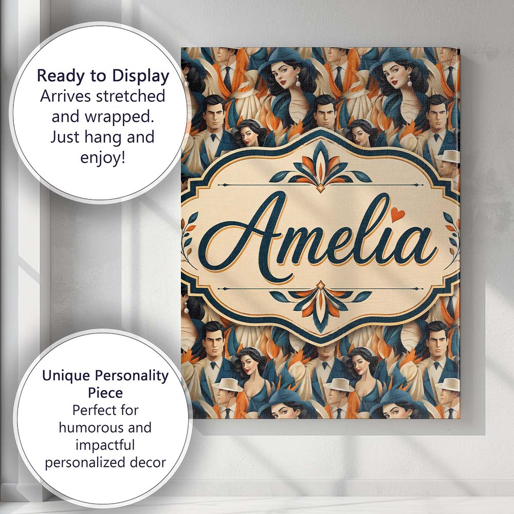 Personalised Name Deco Fashion Couple Custom  Unique Gift Idea Modern Room Accent Canvas Wall Art Print Decor Picture Ready to Hang