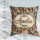 Custom Name Art Deco Fashion Couple Seamless Pattern Name Cute Square Filled Cushion Throw Pillow Sofa Bed Home Decor Zip Washable UK Made