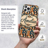Art Deco Fashion Couple Stylish Seamless Pattern Custom Name Protective Phone Case Mobile Cover Durable Everyday Smartphone Shock Resistant