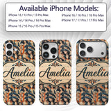 Art Deco Fashion Couple Stylish Seamless Pattern Custom Name Protective Phone Case Mobile Cover Durable Everyday Smartphone Shock Resistant