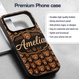 Brown Bear Faces Wildlife Animal Seamless Pattern Custom Name Protective Phone Case Mobile Cover Durable Everyday Smartphone Shock Resistant