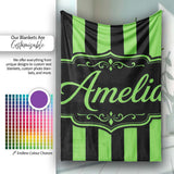 Green Black Wavy Stripe Abstract Seamless Pattern Name Cute Unique  Personalised Custom Name Super Soft Fleece Blanket Bed Sofa Throw