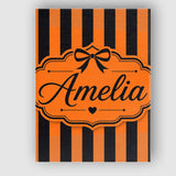 Personalised Name Orange Black Wavy Stripe Custom  Unique Gift Idea Elegant Feature Canvas Wall Art Print Decor Picture Ready to Hang