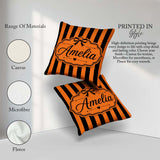 Custom Name Orange Black Wavy Stripe Abstract Seamless Name Cute Square Filled Cushion Throw Pillow Sofa Bed Home Decor Zip Washable UK Made