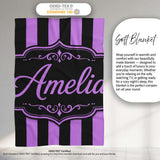 Purple Black Wavy Stripe Abstract Seamless Pattern Name Cute Unique  Personalised Custom Name Super Soft Fleece Blanket Bed Sofa Throw