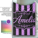 Purple Black Wavy Stripe Abstract Seamless Pattern Name Cute Unique  Personalised Custom Name Super Soft Fleece Blanket Bed Sofa Throw