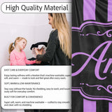 Purple Black Wavy Stripe Abstract Seamless Pattern Name Cute Unique  Personalised Custom Name Super Soft Fleece Blanket Bed Sofa Throw