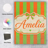 Personalised Name Orange and Green Wavy Custom  Modern Room Accent Elegant Feature Canvas Wall Art Print Decor Picture Ready to Hang