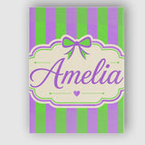 Personalised Name Green and Purple Wavy Custom  Modern Room Accent Elegant Feature Canvas Wall Art Print Decor Picture Ready to Hang