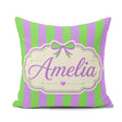Custom Name Green and Purple Wavy Abstract Seamless Pattern Name Square Filled Cushion Throw Pillow Sofa Bed Home Decor Zip Washable UK Made