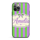 Green and Purple Wavy Stripe Abstract Seamless Custom Name Protective Phone Case Mobile Cover Durable Everyday Smartphone Shock Resistant