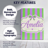 Personalised Name Green and Purple Wavy Custom  Modern Room Accent Elegant Feature Canvas Wall Art Print Decor Picture Ready to Hang
