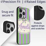 Green and Purple Wavy Stripe Abstract Seamless Custom Name Protective Phone Case Mobile Cover Durable Everyday Smartphone Shock Resistant
