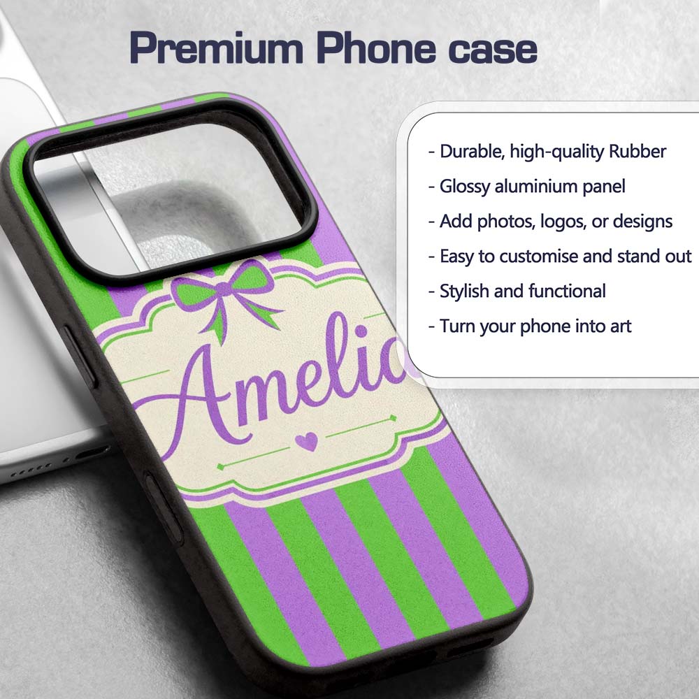 Green and Purple Wavy Stripe Abstract Seamless Custom Name Protective Phone Case Mobile Cover Durable Everyday Smartphone Shock Resistant