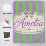 Personalised Name Green and Purple Wavy Custom  Modern Room Accent Elegant Feature Canvas Wall Art Print Decor Picture Ready to Hang