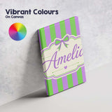 Personalised Name Green and Purple Wavy Custom  Modern Room Accent Elegant Feature Canvas Wall Art Print Decor Picture Ready to Hang