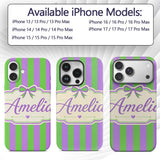 Green and Purple Wavy Stripe Abstract Seamless Custom Name Protective Phone Case Mobile Cover Durable Everyday Smartphone Shock Resistant