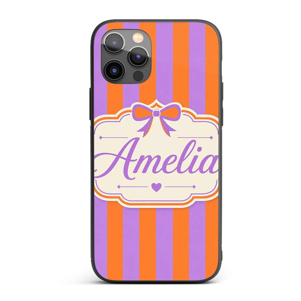 Orange and Purple Wavy Stripe Abstract Seamless Custom Name Protective Phone Case Mobile Cover Durable Everyday Smartphone Shock Resistant