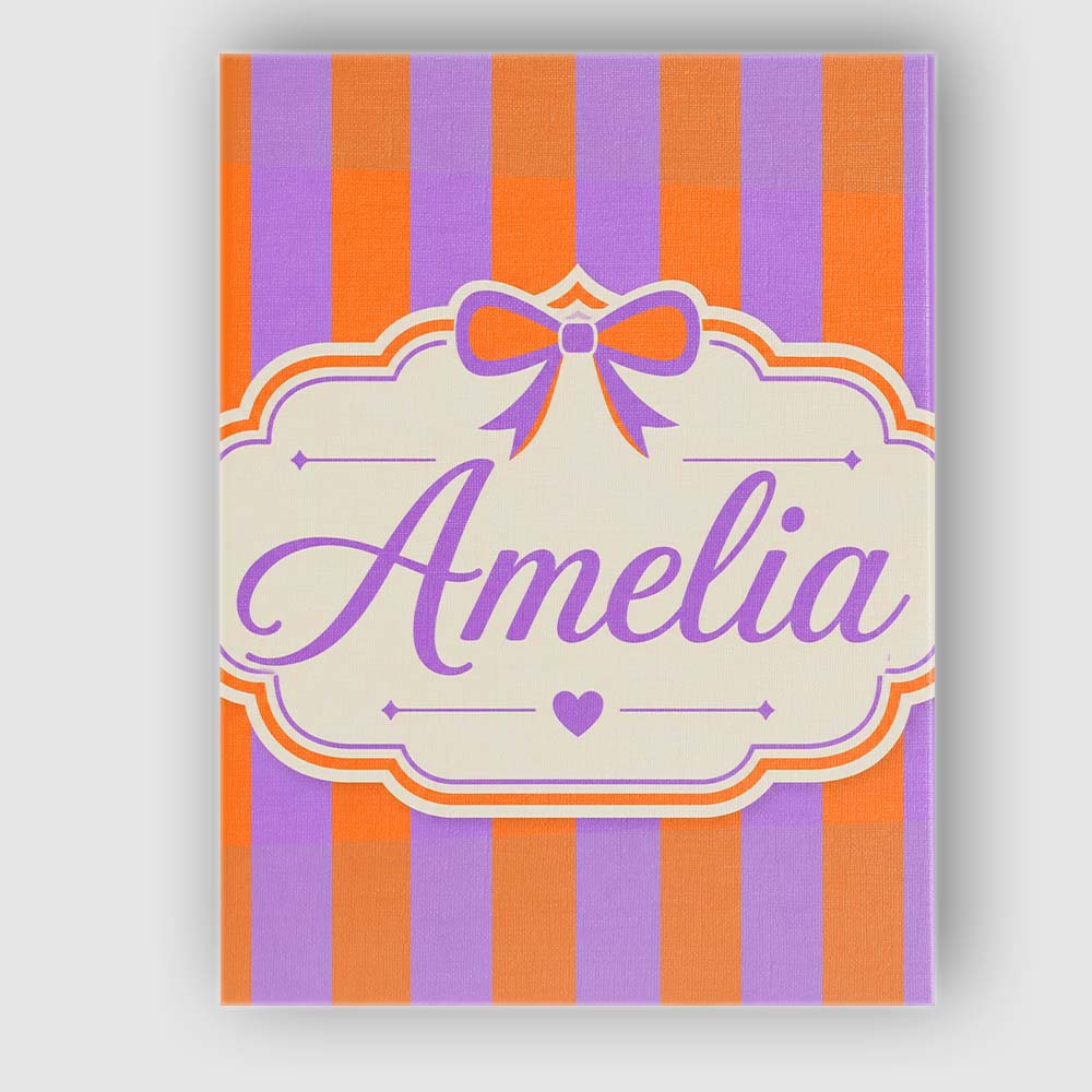 Personalised Name Orange and Purple Wavy Custom  Unique Gift Idea Elegant Feature Canvas Wall Art Print Decor Picture Ready to Hang