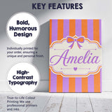 Personalised Name Orange and Purple Wavy Custom  Unique Gift Idea Elegant Feature Canvas Wall Art Print Decor Picture Ready to Hang