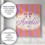 Personalised Name Orange and Purple Wavy Custom  Unique Gift Idea Elegant Feature Canvas Wall Art Print Decor Picture Ready to Hang