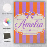 Personalised Name Orange and Purple Wavy Custom  Unique Gift Idea Elegant Feature Canvas Wall Art Print Decor Picture Ready to Hang