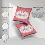 Custom Name Orange and Purple Wavy Stripe Abstract Seamless Name Square Filled Cushion Throw Pillow Sofa Bed Home Decor Zip Washable UK Made