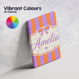 Personalised Name Orange and Purple Wavy Custom  Unique Gift Idea Elegant Feature Canvas Wall Art Print Decor Picture Ready to Hang