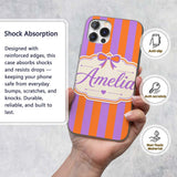 Orange and Purple Wavy Stripe Abstract Seamless Custom Name Protective Phone Case Mobile Cover Durable Everyday Smartphone Shock Resistant