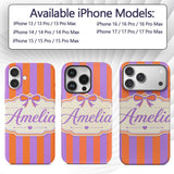 Orange and Purple Wavy Stripe Abstract Seamless Custom Name Protective Phone Case Mobile Cover Durable Everyday Smartphone Shock Resistant