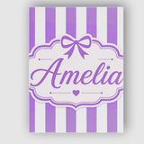 Personalised Name Purple and White Wavy Custom  Modern Room Accent Elegant Feature Canvas Wall Art Print Decor Picture Ready to Hang