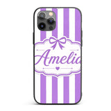 Purple and White Wavy Stripe Abstract Seamless Custom Name Protective Phone Case Mobile Cover Durable Everyday Smartphone Shock Resistant
