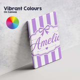 Personalised Name Purple and White Wavy Custom  Modern Room Accent Elegant Feature Canvas Wall Art Print Decor Picture Ready to Hang