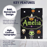 Personalised Name Cute Halloween Characters Custom  Bespoke Interior Contemporary Canvas Wall Art Print Decor Picture Ready to Hang