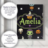 Personalised Name Cute Halloween Characters Custom  Bespoke Interior Contemporary Canvas Wall Art Print Decor Picture Ready to Hang