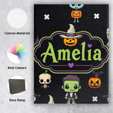 Personalised Name Cute Halloween Characters Custom  Bespoke Interior Contemporary Canvas Wall Art Print Decor Picture Ready to Hang