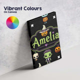 Personalised Name Cute Halloween Characters Custom  Bespoke Interior Contemporary Canvas Wall Art Print Decor Picture Ready to Hang