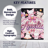 Personalised Name Kawaii Halloween Bunny Custom  Unique Gift Idea Elegant Feature Canvas Wall Art Print Decor Picture Ready to Hang
