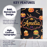 Personalised Name Cute Halloween Pumpkin Custom  Unique Gift Idea Elegant Feature Canvas Wall Art Print Decor Picture Ready to Hang