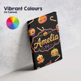 Personalised Name Cute Halloween Pumpkin Custom  Unique Gift Idea Elegant Feature Canvas Wall Art Print Decor Picture Ready to Hang