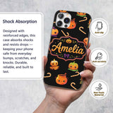 Cute Halloween Pumpkin Candy Cartoon Seamless Custom Name Protective Phone Case Mobile Cover Durable Everyday Smartphone Shock Resistant