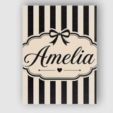 Personalised Name Black and White Wavy Custom  Modern Room Accent Elegant Feature Canvas Wall Art Print Decor Picture Ready to Hang