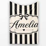 Black and White Wavy Stripe Abstract Seamless Pattern Name Cute  Personalised Custom Name Super Soft Fleece Blanket Bed Sofa Throw