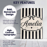 Personalised Name Black and White Wavy Custom  Modern Room Accent Elegant Feature Canvas Wall Art Print Decor Picture Ready to Hang