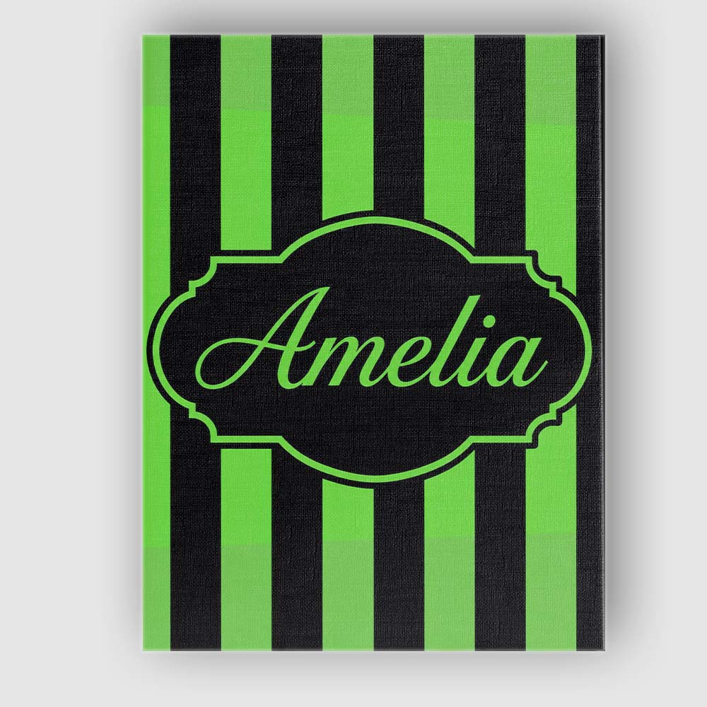 Personalised Name Green and White Wavy Custom  Modern Room Accent Elegant Feature Canvas Wall Art Print Decor Picture Ready to Hang