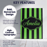 Personalised Name Green and White Wavy Custom  Modern Room Accent Elegant Feature Canvas Wall Art Print Decor Picture Ready to Hang